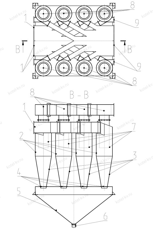 Циклон ЦН-15-8УП. Схема